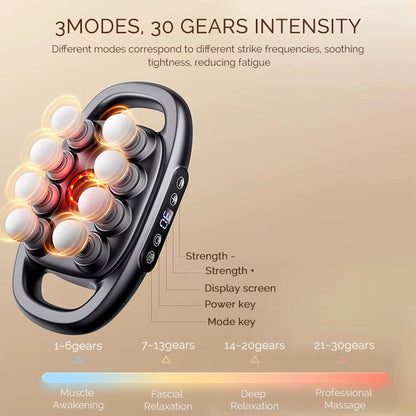 PowerPulse 8X – Deep Tissue Fascia Massage Gun with 8 Heads, 30 Speeds & Red Light Therapy